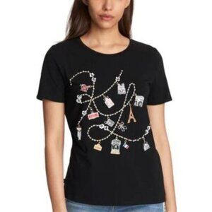 NWT Karl Lagerfeld Paris black decorated and embellished t-shirt S